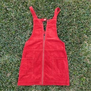 Forever 21 Orange Corduroy Overall Dress Skirt (S)